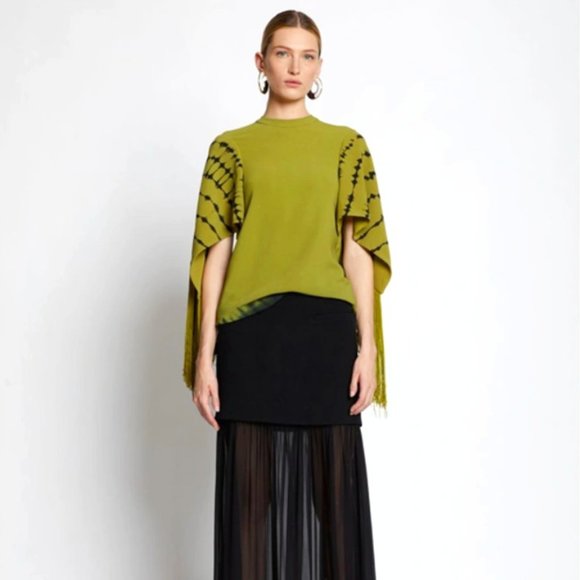 Proenza Schouler Tops - NWT- Proenza Shouler Tie-dye Fringe-sleeve Top In Chartreuse Multi